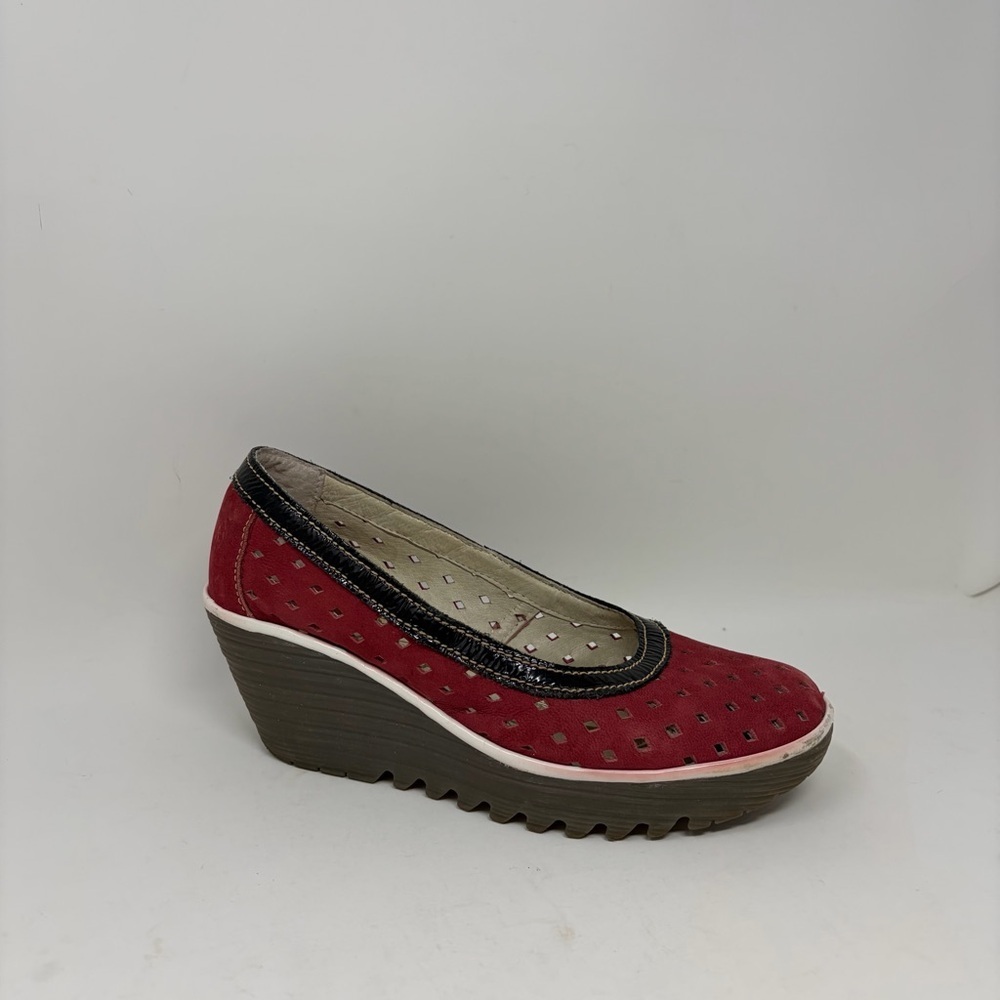 Fly London Yobe Yika Perforated Wedge Sandal Size 37 or US 6.5/7